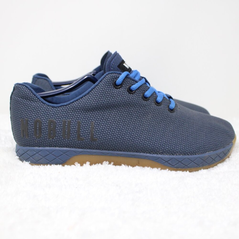 NoBull Shoes Mens 8 Womens 9.5 Blue Superfabric Mesh‎ Lace Up Workout Trainers